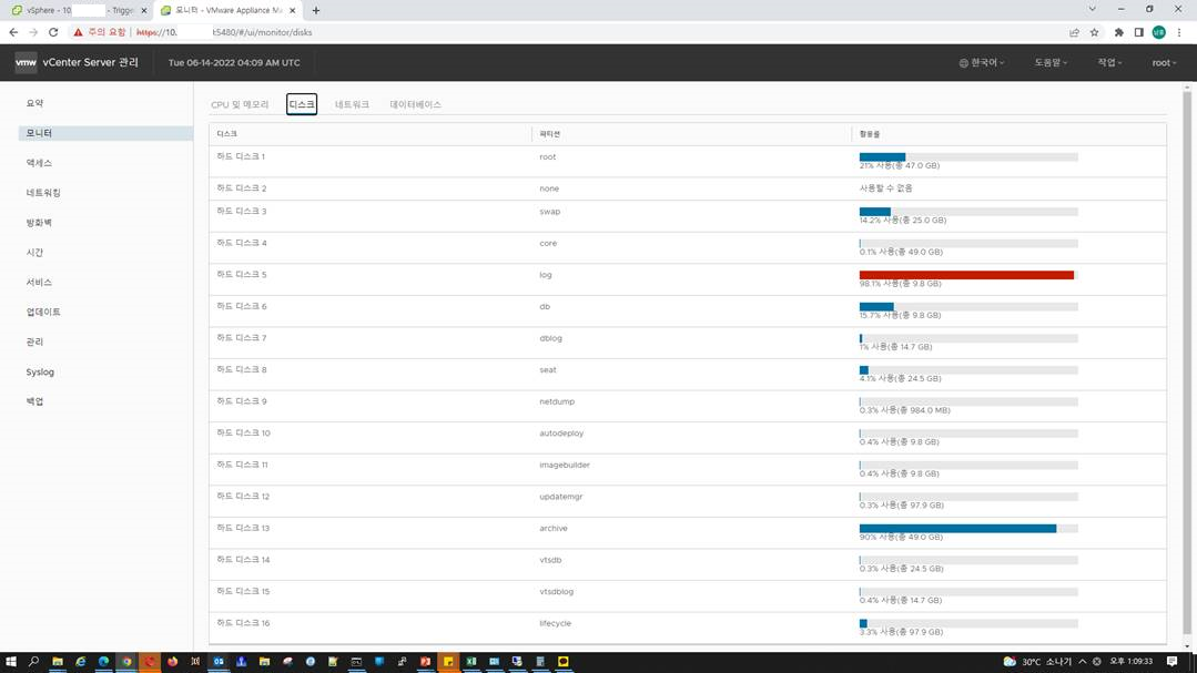  vmware vcenter log disk log disk exhaustion on 10 